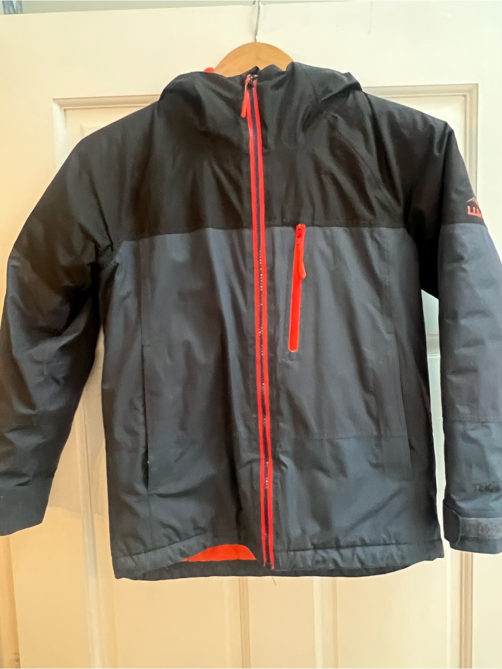LL Bean Kids Black Ski Jacket with OrangeTrim